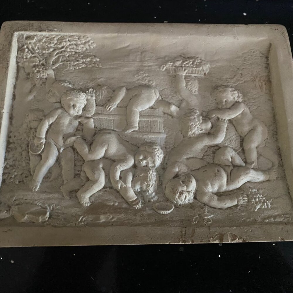 Cherub Wall Plaque Tile Cherubs at Play Greek / Italian vintage style